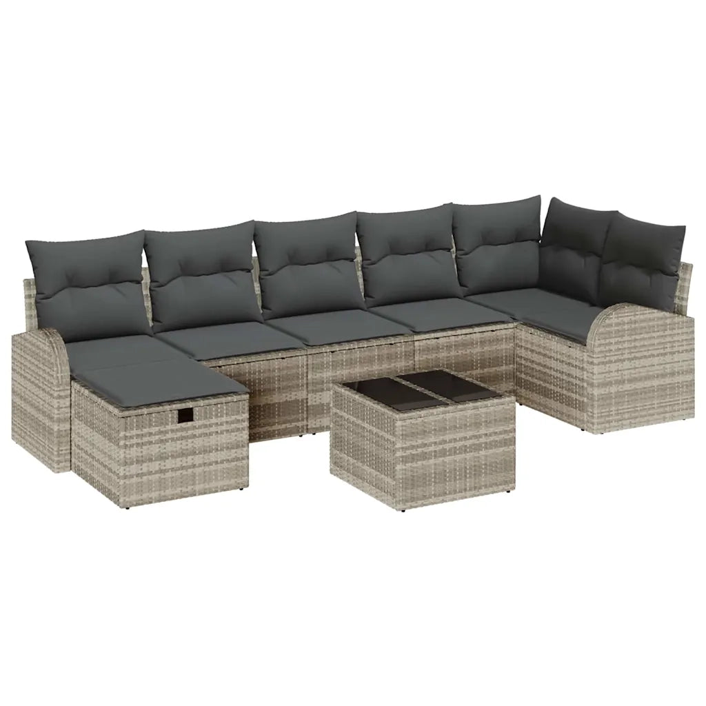 Set Divano da Giardino 8 pcs Grigio chiaro Poly Rattan 3360443