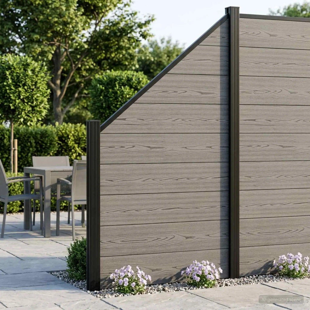 Set di Recinzione 1138 x 186 cm WPC e Alluminio Grigio 3429407