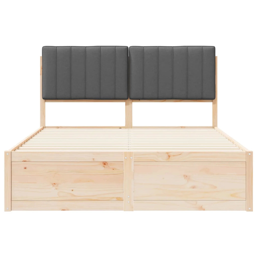 Letto con Testiera Rivestita-Struttura Letto con Testiera Grigio scuro 135 x 190 cm 127115