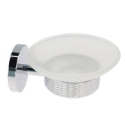 Trade Shop - Porta Sapone In Acciaio Lucido Con Piattino Vetro Satinato Accessori Da Bagno 87916 -