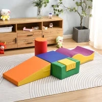 Set di 6 Grandi Blocchi da Costruzione per Giocare e Arrampicarsi con Scala e Scivolo, Adatto a Bambini in Età Prescolare e Neonati, Blocchi Morbidi e Colorati, Giallo