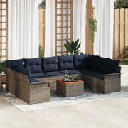 Set Divano da Giardino 10 pcs Grigio e Blu Navy polyrattan 3356043
