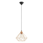 Sospensione Vintage Tarbes Grande Policarbonato Nero Rame 1 Luce E27