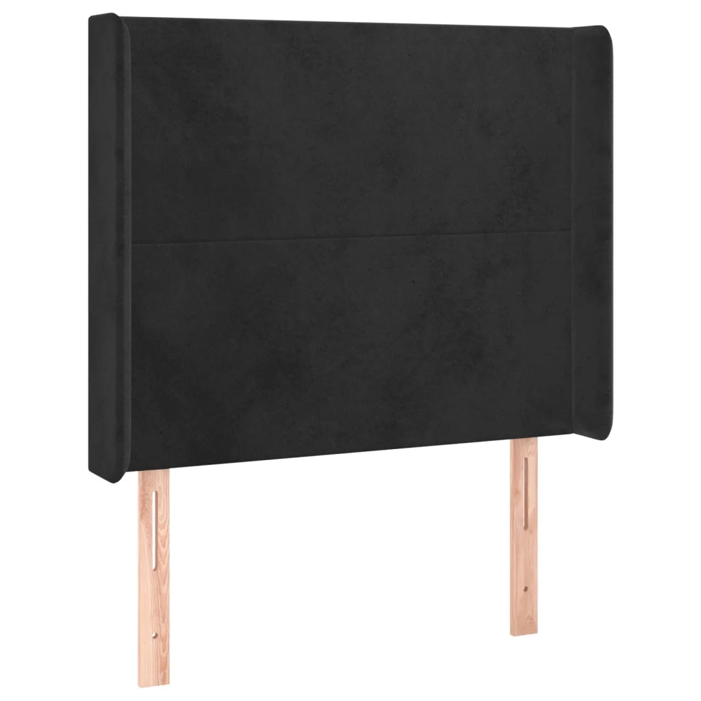 Testiera ad Orecchio Nera 93x16x118/128 cm in Velluto 3119338