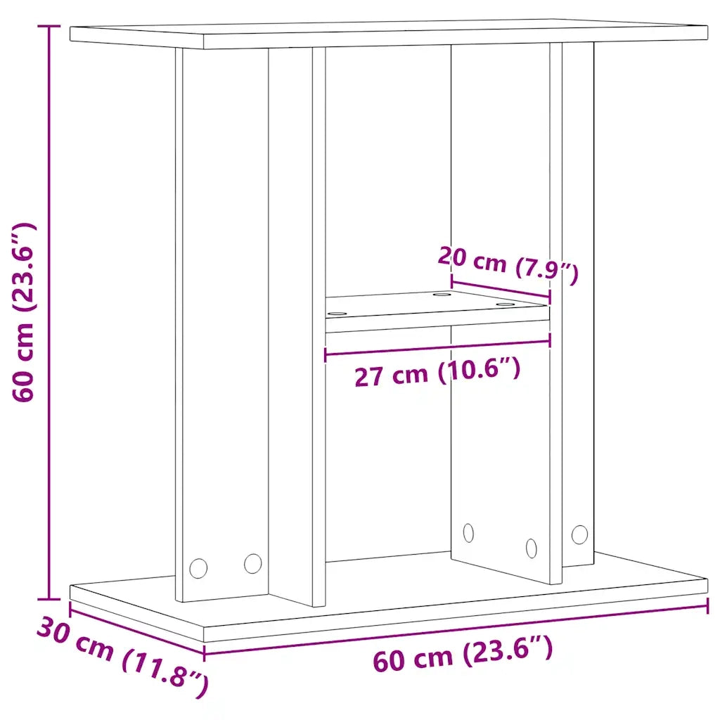 Supporto Acquario 60x30x60 cm Multistrato Rovere Artigianale 857271