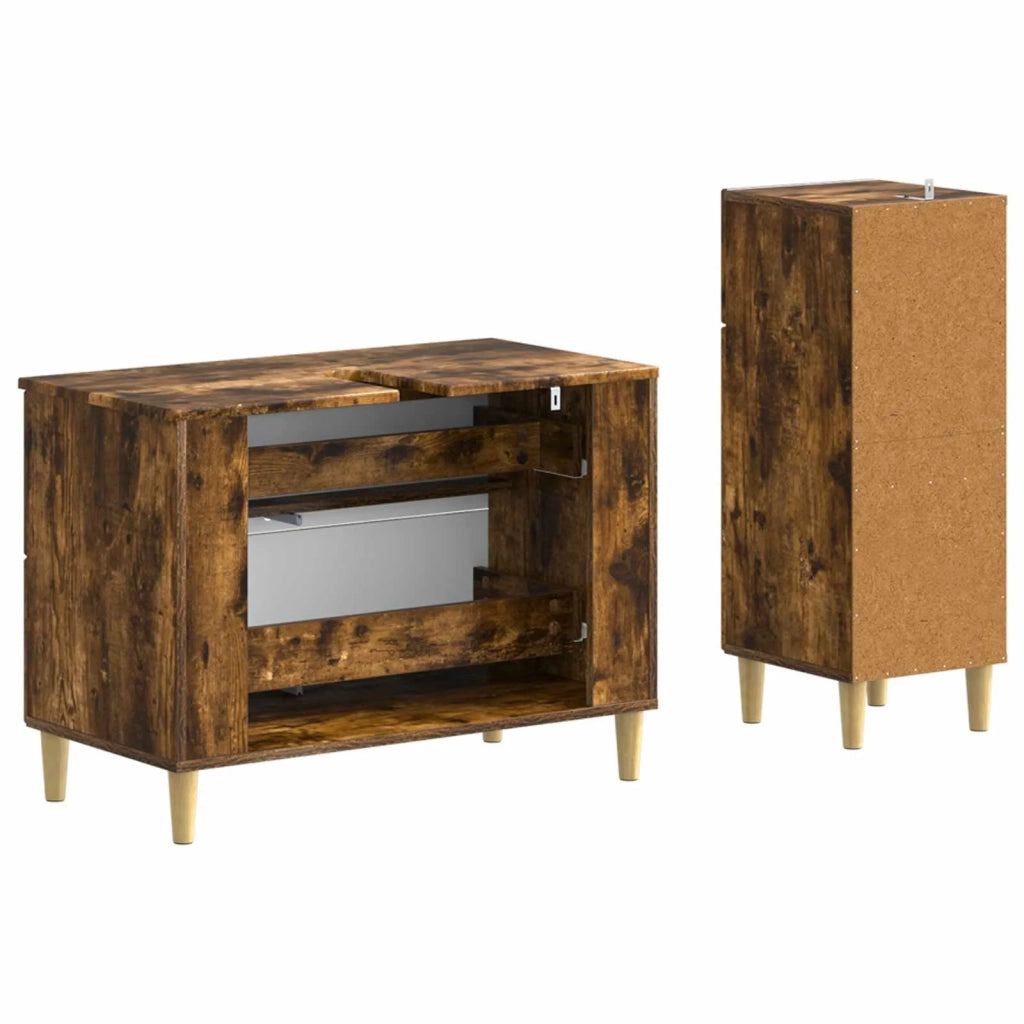 Set di Armadi da Bagno da 2 Pezzi DELFT Rovere Fumo 3417707