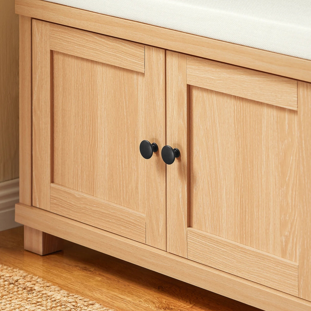 SoBuy Scarpiera da Ingresso con 3 ante, Panca Contenitore con Cuscino, Naturale, 104x35x47cm FSR188-N