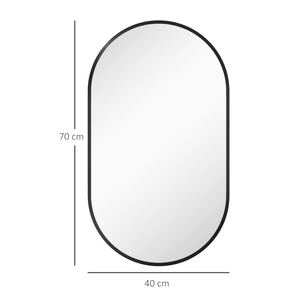 Specchio da Bagno Ovale con Cornice Alluminio ¨C zephmum ¨C Nero 40x70 cm