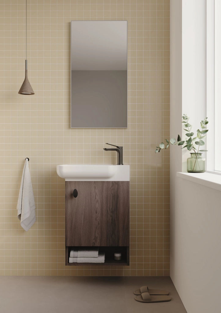 Set mobile lavabo con specchio (2 pezzi) "Begonya 55" - 53 x 33 x 75 cm - Noce