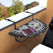 Tavolo Sospeso da Balcone Nero e Bianco con Mosaico 41125