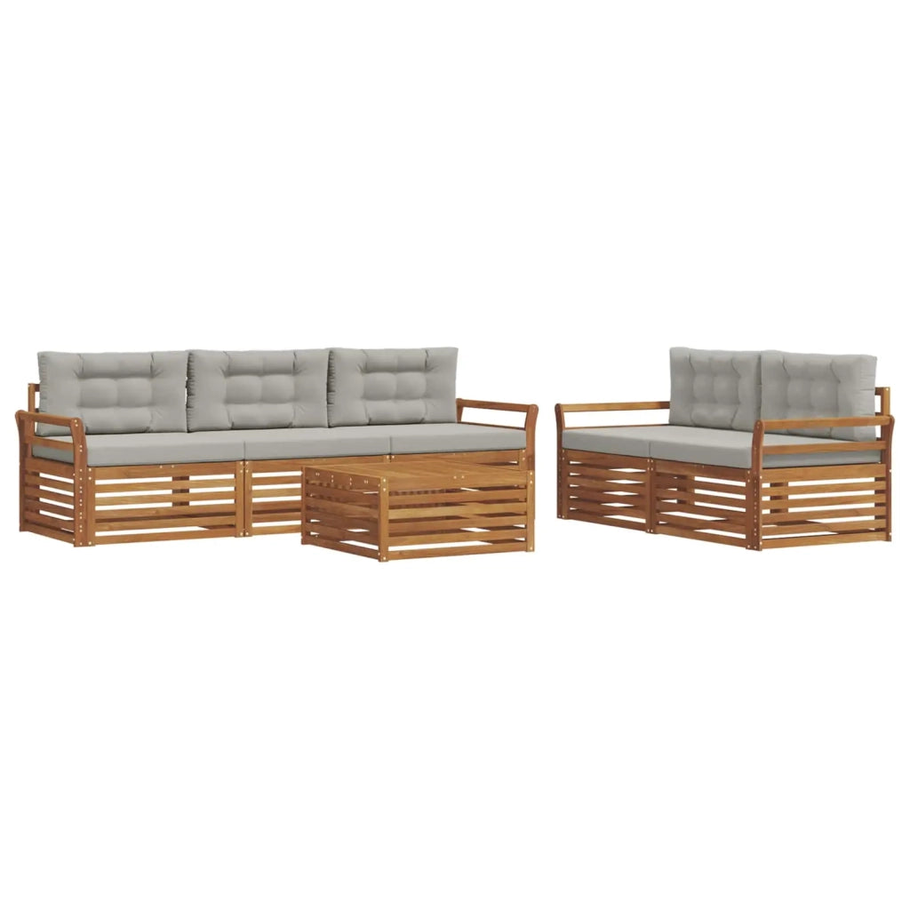 Set di divani da esterno 6 pcs Grigio Naturale e Chiaro 3373021