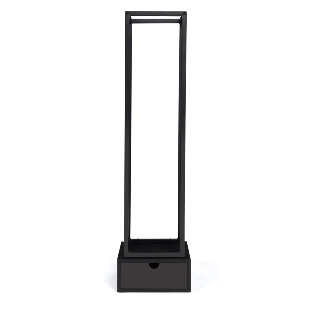 IDMarket - Leñero vertical de acero negro H. 125 cm con cajón