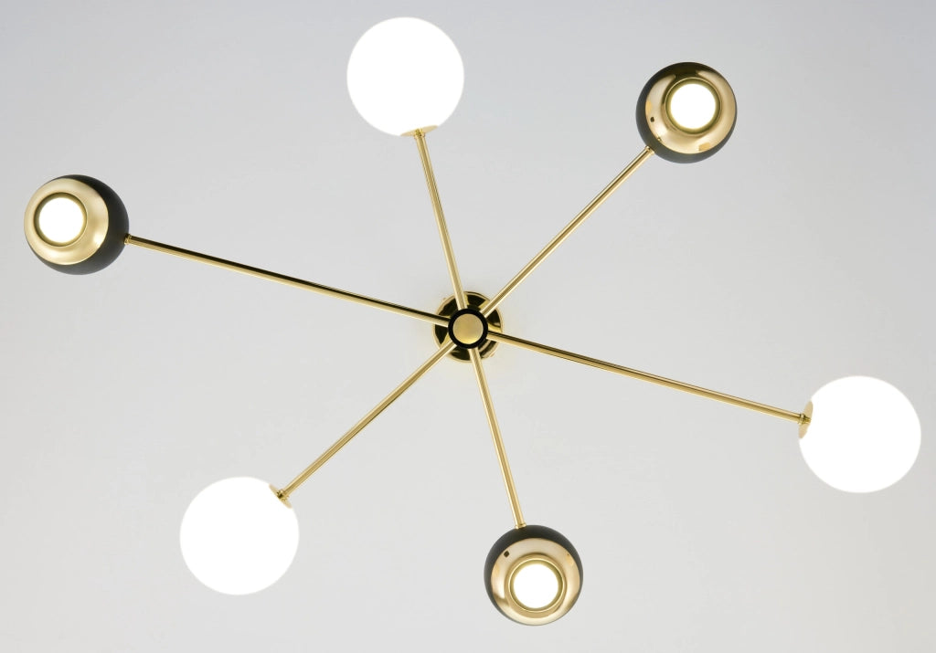 Lampada a sospensione MOKA oro/nero 6 luci G9+GU10 Jupiter