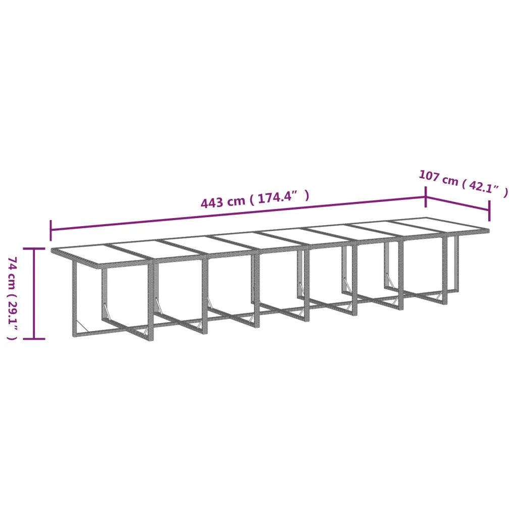 Set da Pranzo per Giardino 21pz con Cuscini Polyrattan Marrone 3095675
