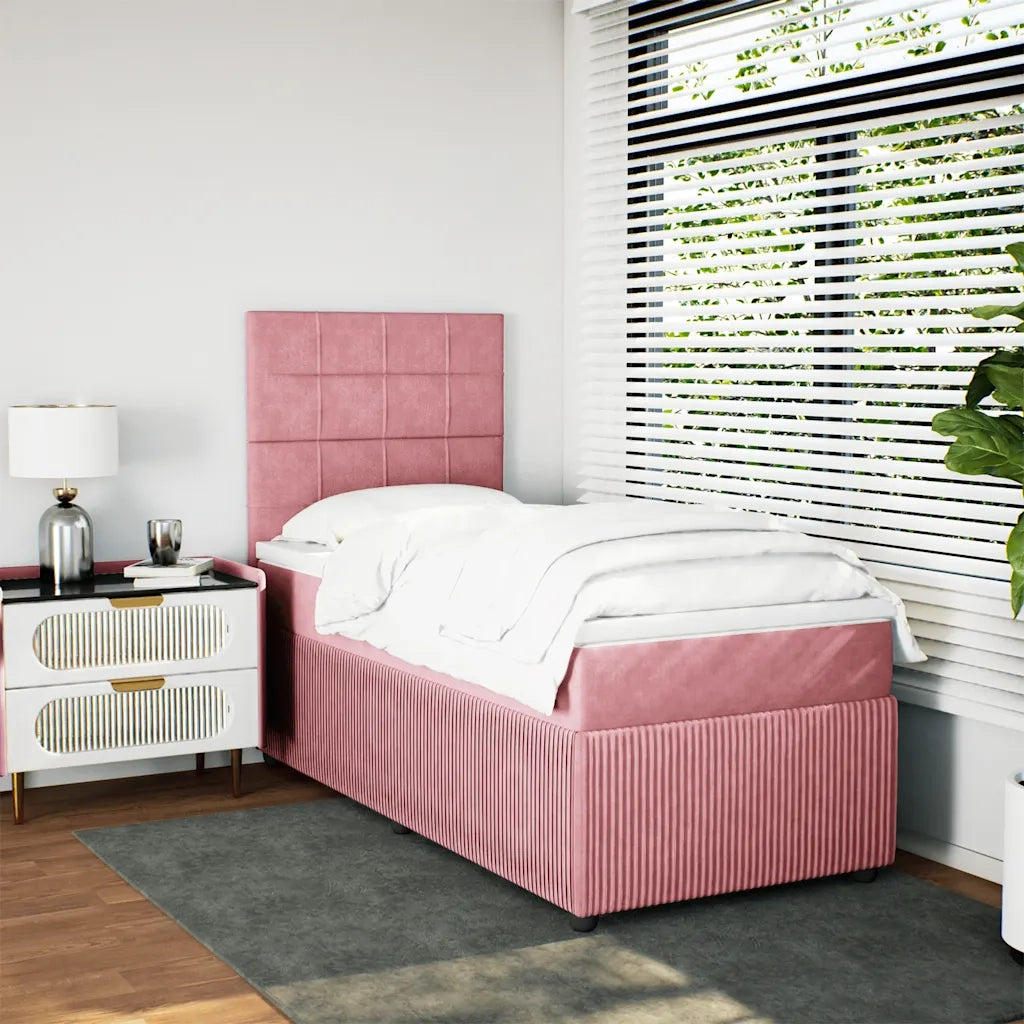Giroletto a Molle con Materasso Rosa 100x200 cm in Velluto 3292267