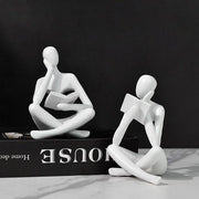 Decorazione da parete 2 pezzi, figura pensierosa bianca, scultura moderna, oggetto decorativo estetico per la camera da letto