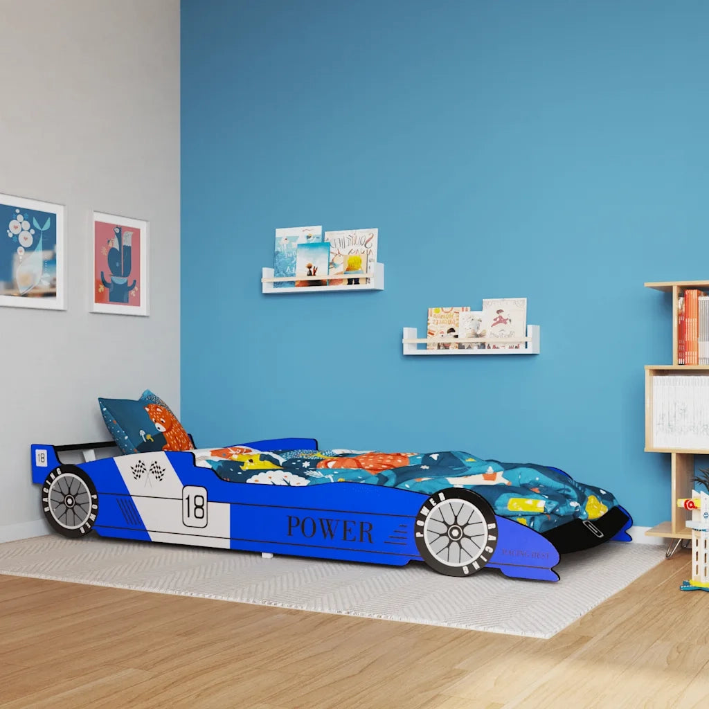 Letto Bambini Auto da Corsa 90x200 cm Blu 244465