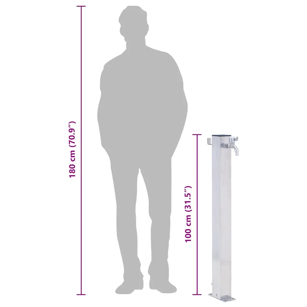 Colonna d'Acqua da Giardino 100 cm Acciaio Inox Quadrato CFW8392438