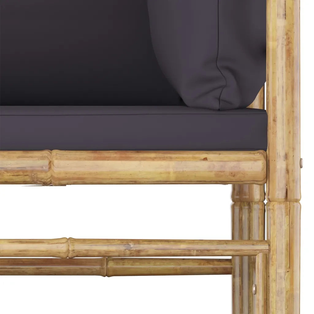 Set Divani da Giardino 6 pz con Cuscini Grigio Scuro in Bambù 3058214