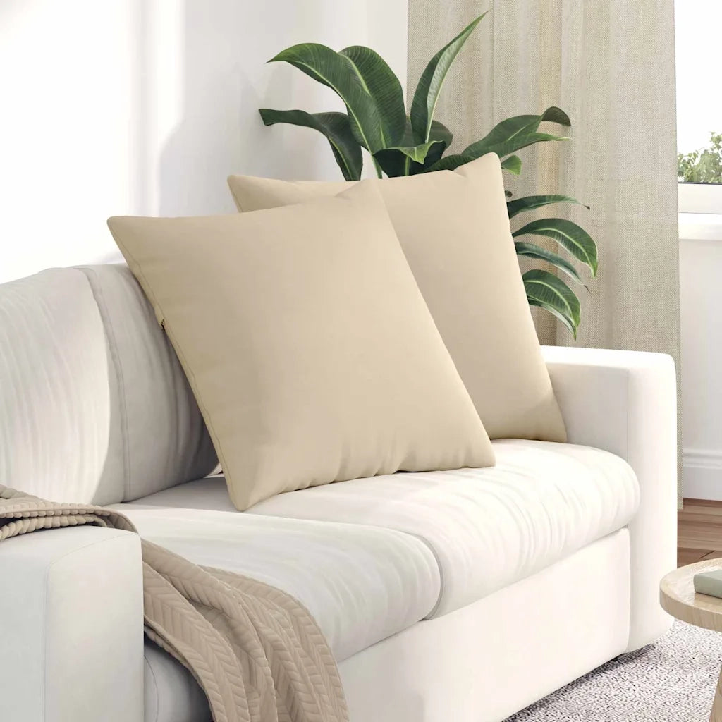 Cuscini da Divano 2 pz-Set di 2 Cuscini per Sofa Crema 80 x 80 cm Tessuto 518686