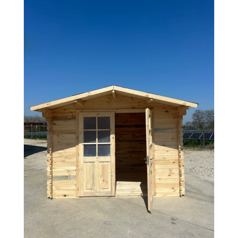 Casetta in Legno da Giardino per Esterni, Sistema Block House, Doghe Spessore 28mm - articolo BLOCK25x25/28DP - 110037