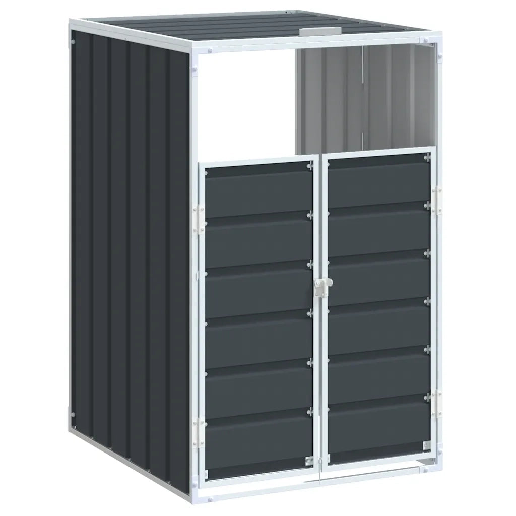Copribidone Ruote Bidone Singolo Antracite 72x81x115 cm Acciaio