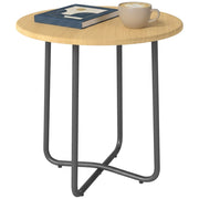Tavolino da Giardino Rotondo in Metallo ¨C zephmum ¨C Effetto Legno Naturale ?48x51 cm