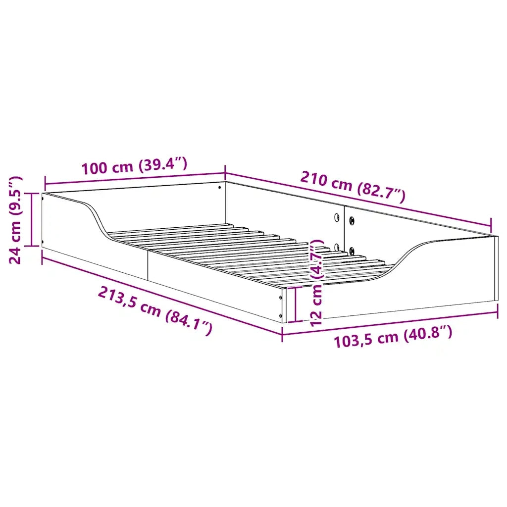 Struttura del letto Marrone 100 x 210 cm Pino massello 873406