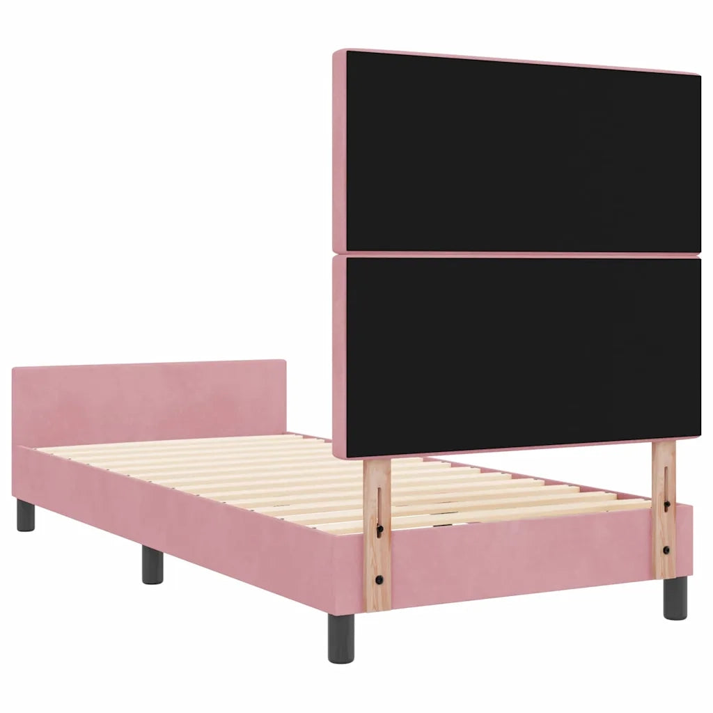 Letto a molle con testiera Rosa 90 x 190 cm Velluto 3344848