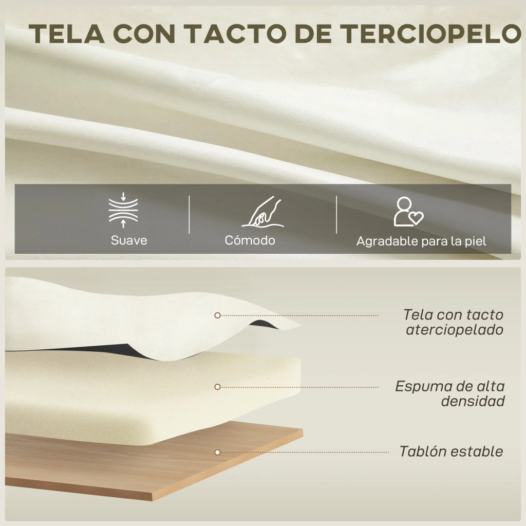 Poltrona in Velluto Acolchato ¨C Minimal ¨C Crema 81x77x81 cm