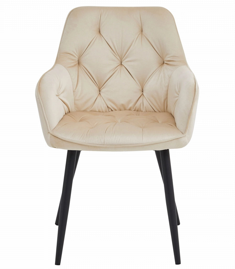 Sedia da pranzo Valora LUKK - Velluto beige con gambe nere x1