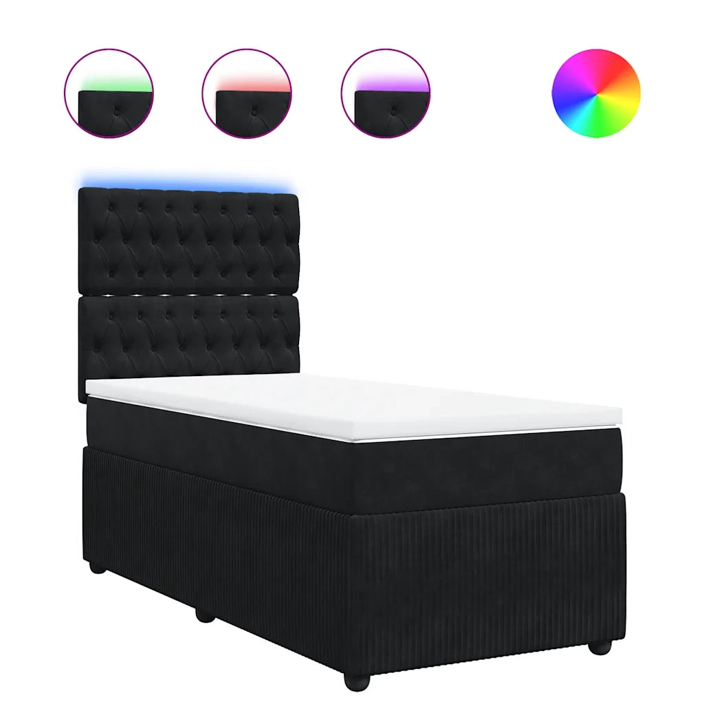 Giroletto a Molle con Materasso Nero 90x190 cm in Velluto