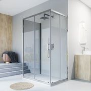 Box doccia cromato 3 lati 70x100x70cm con doppio scorrevole e vetro 6mm trasparente h185cm | Tonga