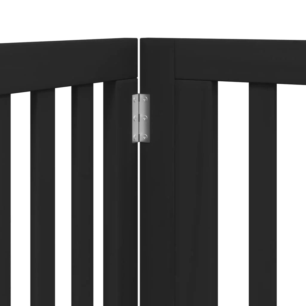 Cancelletto di sicurezza per animali domestici porta pieghevole 12 pannelli legno di pioppo nero 02_0023185
