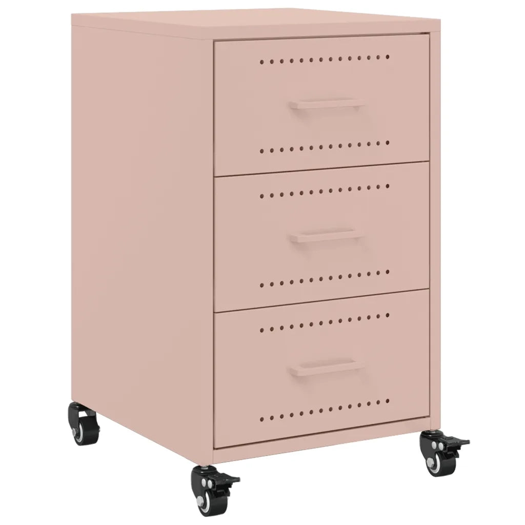 Comodino | Armadio da Notte | Mobiletto da notte Rosa 36x39x59 cm in Acciaio
