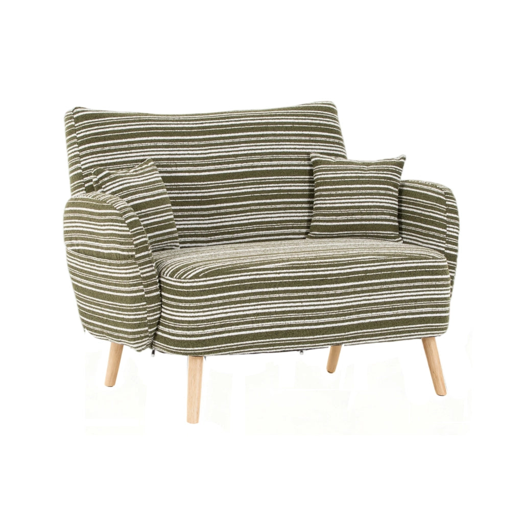 Divano 2 Posti con Tasche laterali e Braccioli imbottiti; in Bouclé Verde Oliva 121 × 81.5 × 87 cm