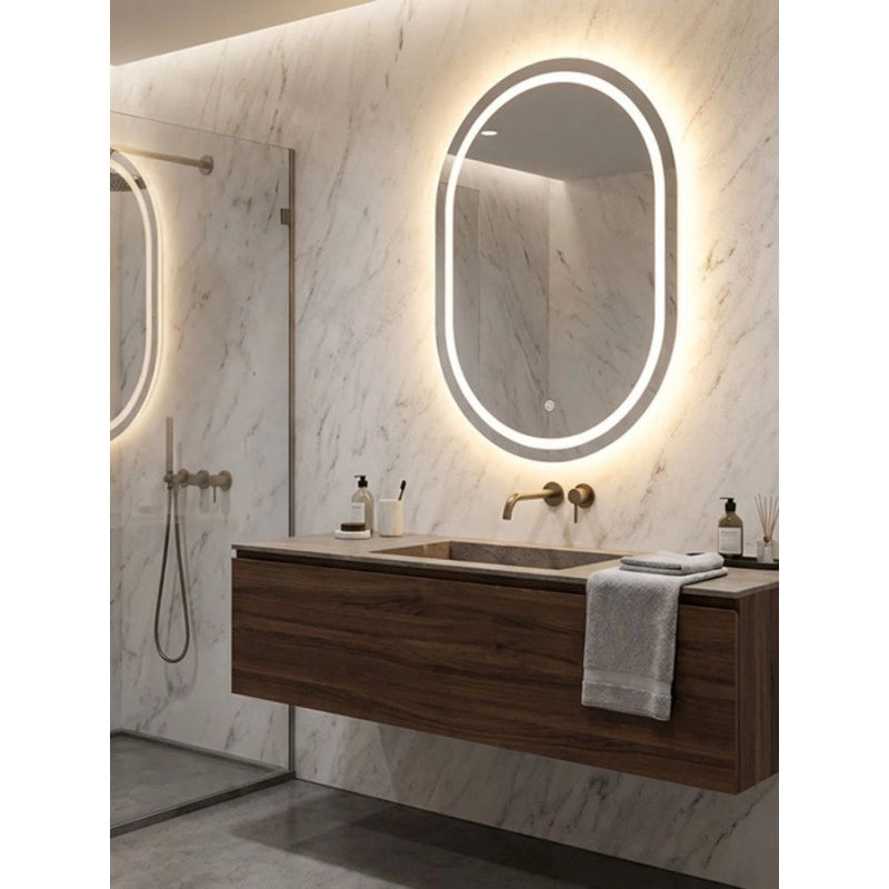 Specchio Da Muro Led Simple Ovale cm 60x3,5x80 (luce Con 3 Temperature Di Colore)