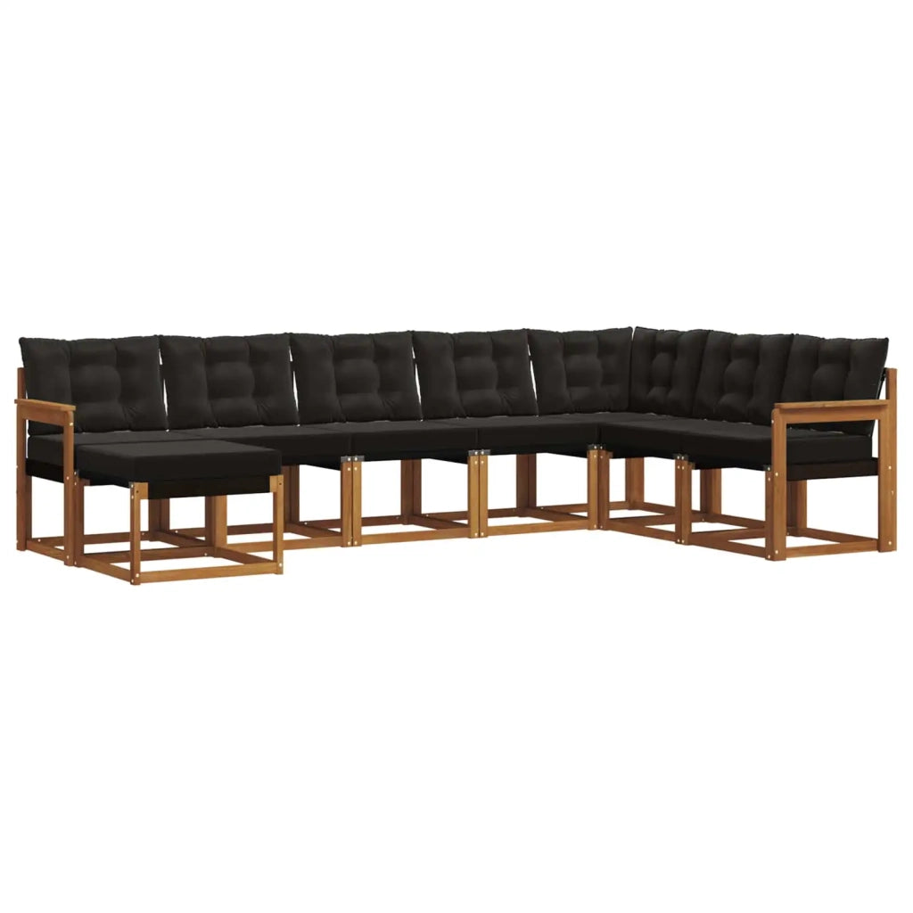 Set di divani da esterno con cuscino 8 pcs Naturale e Nero 3368947