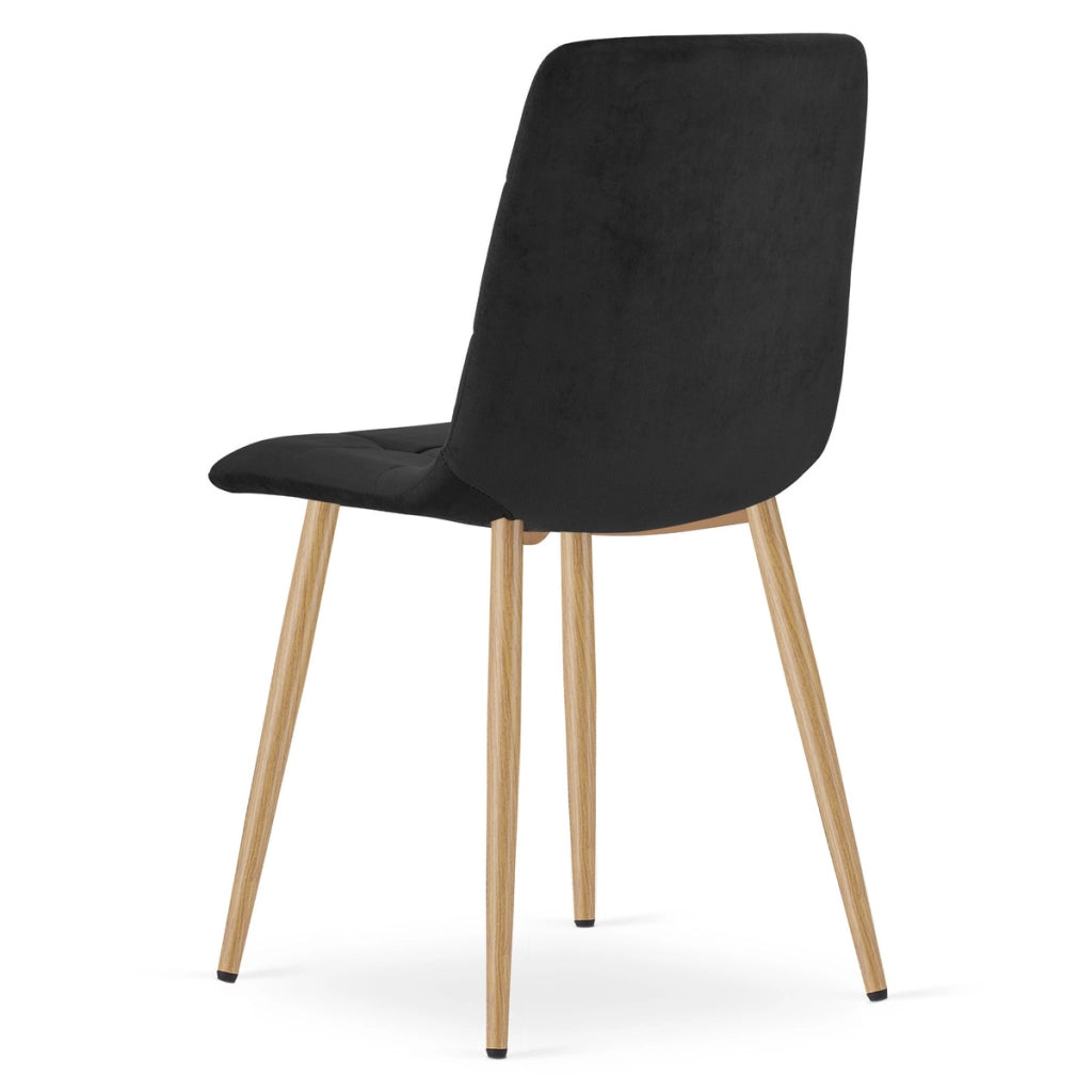 Sedia Kara in velluto nero con gambe effetto legno