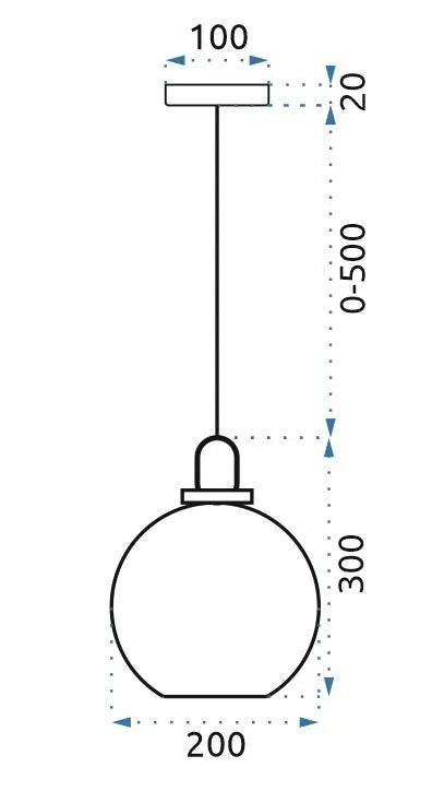 Lampada Da Soffitto Sospensione Sfera Di Vetro 20cm APP629-1CP