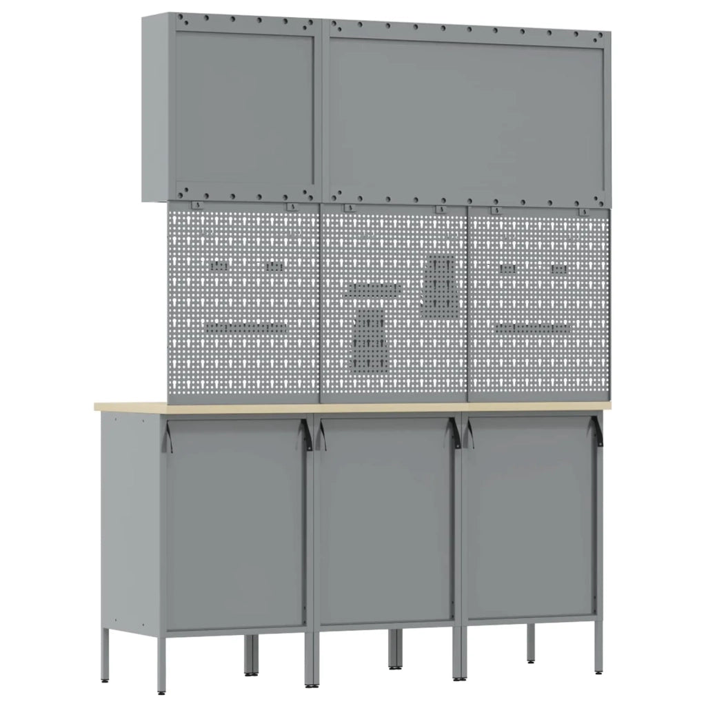 Mobile da lavoro 8 pcs Nero Legno ingegnerizzato e acciaio 3321434