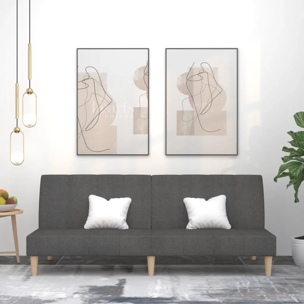Divano letto | Sof¨¤ letto | Letto singolo a 2 Posti Grigio Scuro in Tessuto
