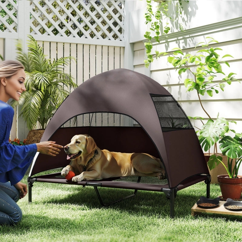 CUCCIA per cani rialzata con tettuccio 106x76x99 cm Coffee