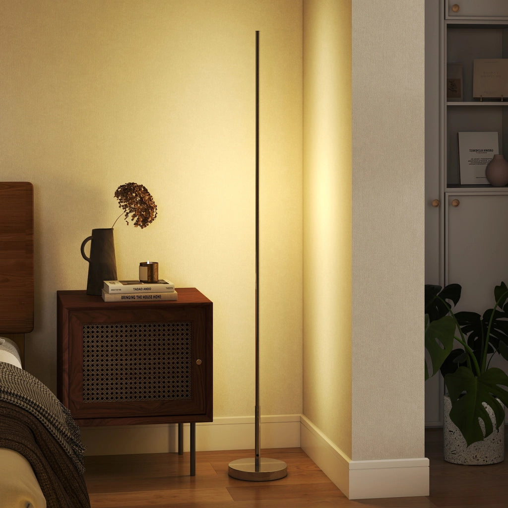 Lampada da Terra LED Alta 150 cm con Temperatura del Colore Regolabile e Telecomando, Argento