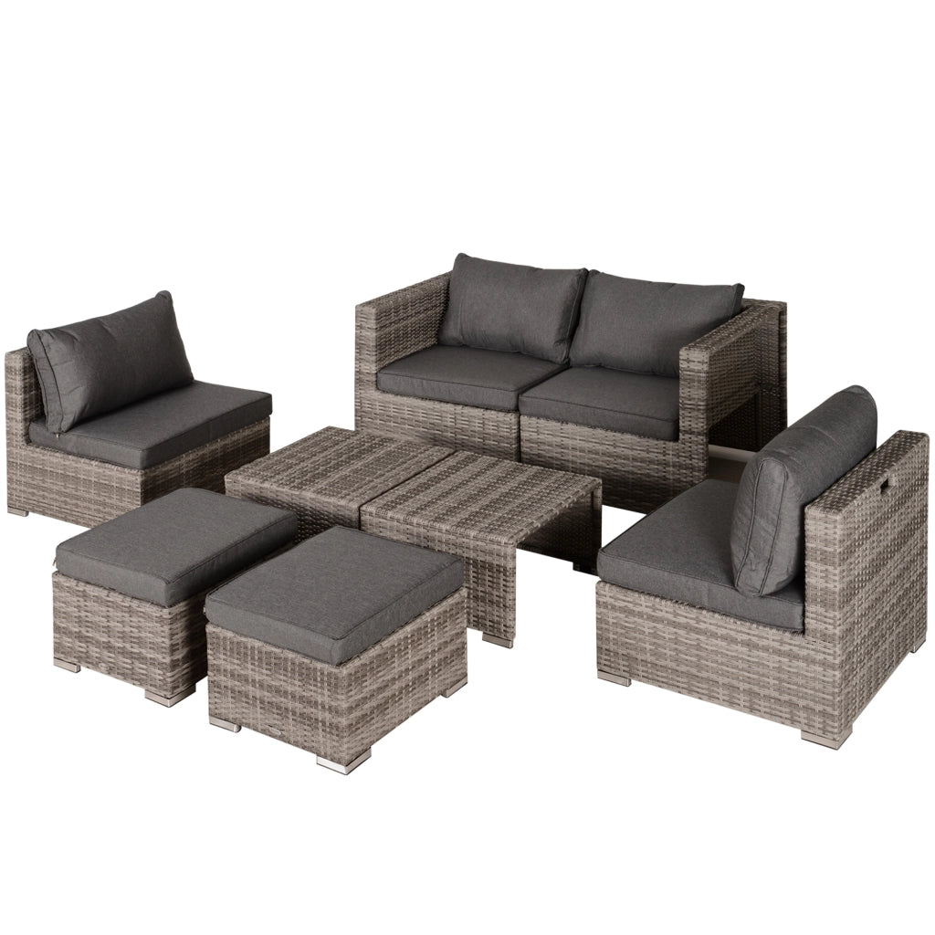 Set da Giardino 8 Pezzi in Rattan ¨C zephmum ¨C Grigio
