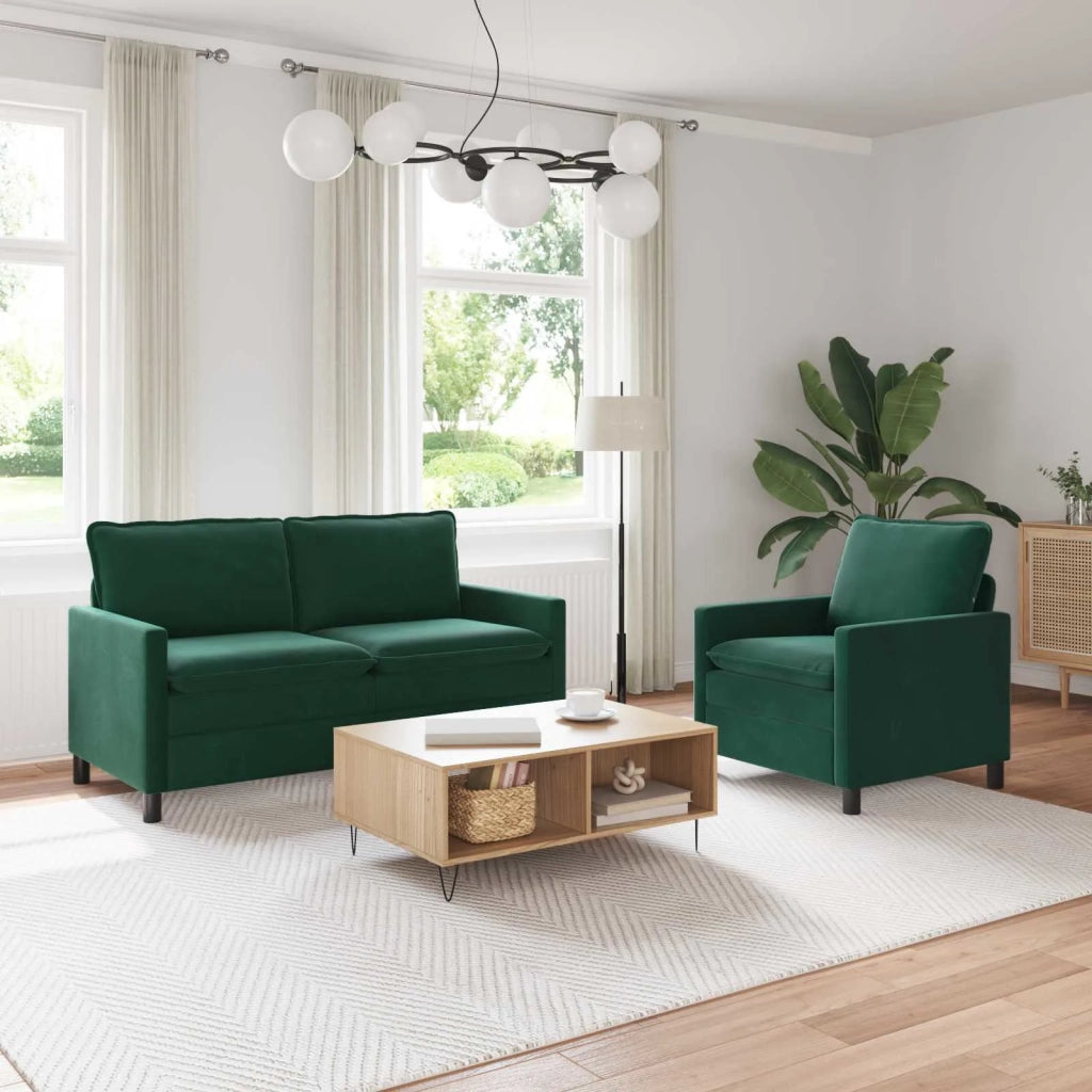 Set di divani 2 pcs Verde Scuro Velluto 3417069