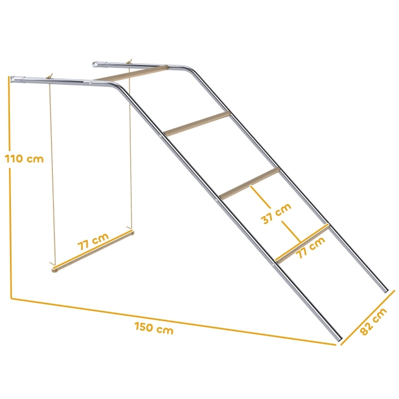 Centro gioco per galline in legno e acciaio, 82 x 150 x 110 cm, colore argento
