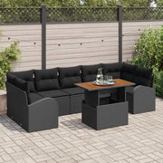 Set Divano da Giardino con cuscino 8 pcs Nero 3349554