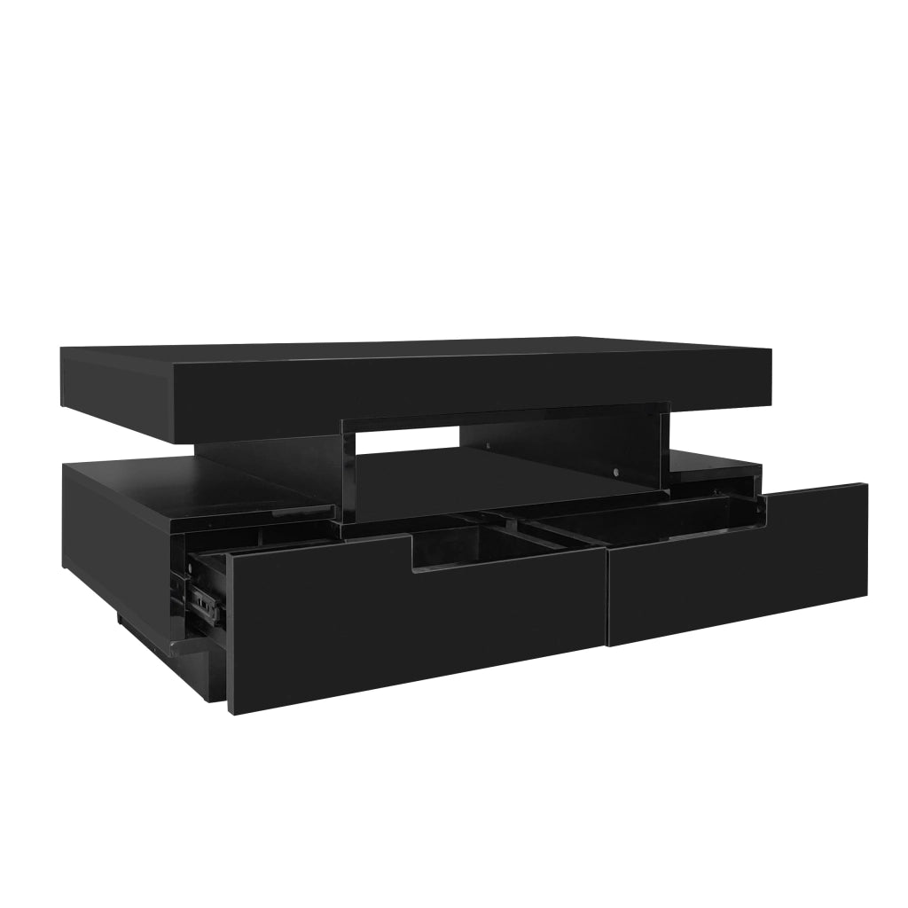 Tavolino da Caff¨¨ con LED e Cassetti ¨C Xylo ¨C Lucido, Grande Contenitore