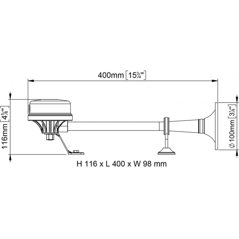 TROMBA A CORNETTO 12V. ELECTROMAGNETIC TRUMPET 12V 5A